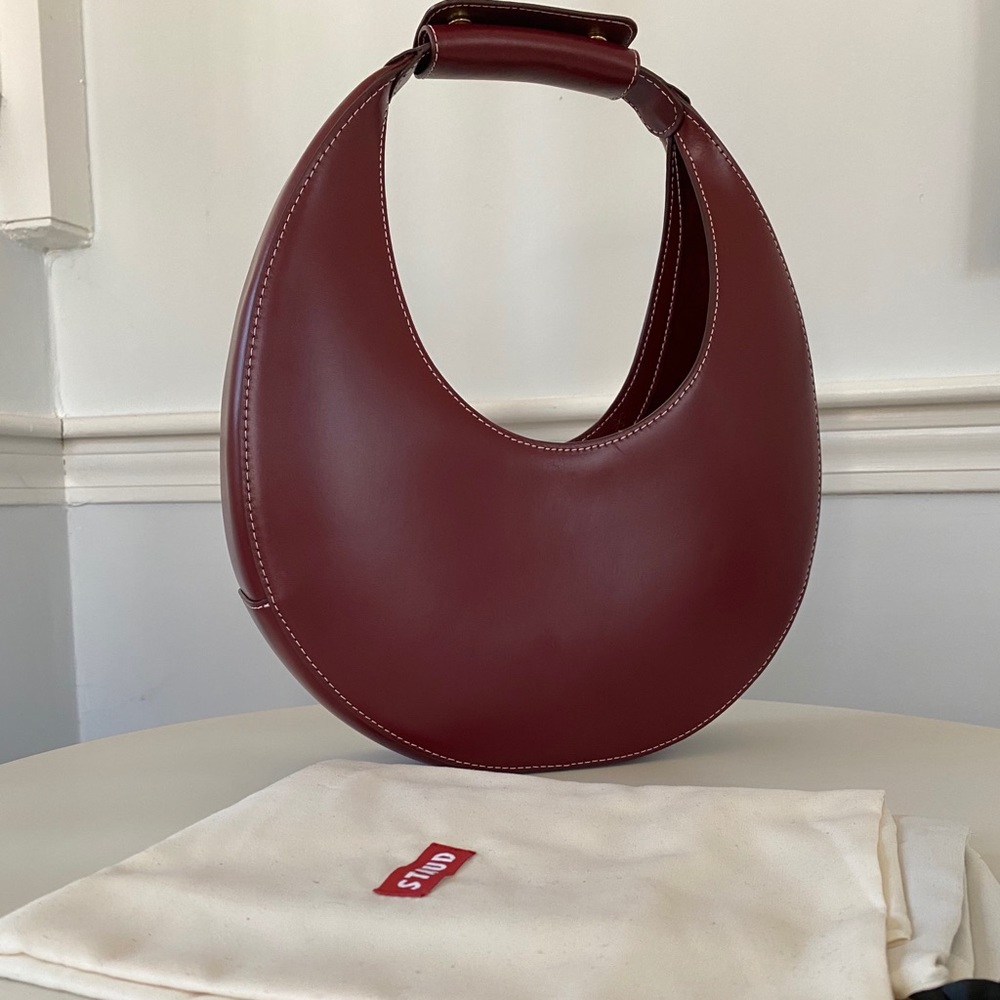Staud Medium Moon Bag Maroon